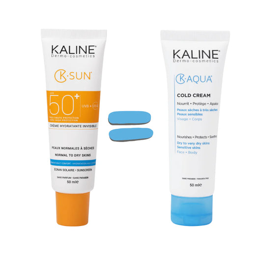 Pack KALINE K-SUN Crème Invisible SPF 50 Peaux Normales à Sèches = K-Aqua Cold Cream Offert